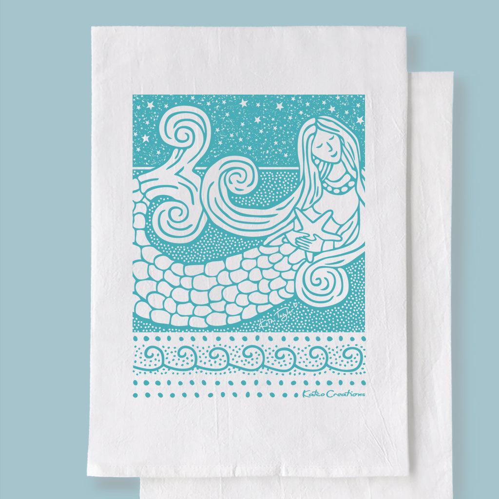 Go With The Flow Design Flour Sack Towel (Teal or Blue) – KatCo